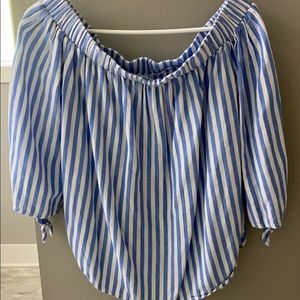 Old Navy white/blue striped strapless shirt